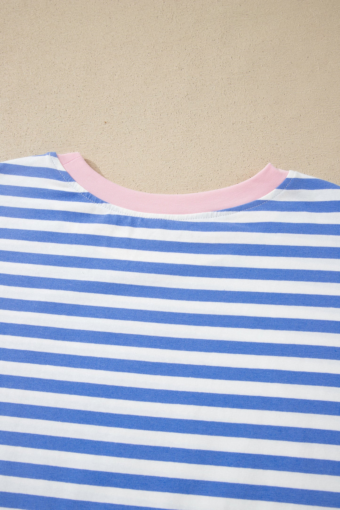 Contrast Trim Crew Neck Tee Knot Shorts 2pcs Set