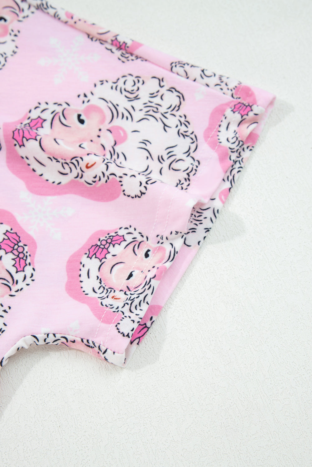 Santa Claus Print V Neck Tee Drawstring Pants 2pcs Lounge Set