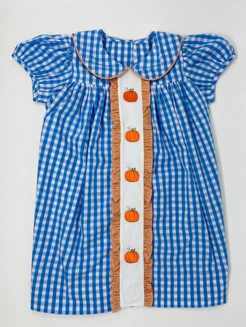 Blue Dress with Pumpkins