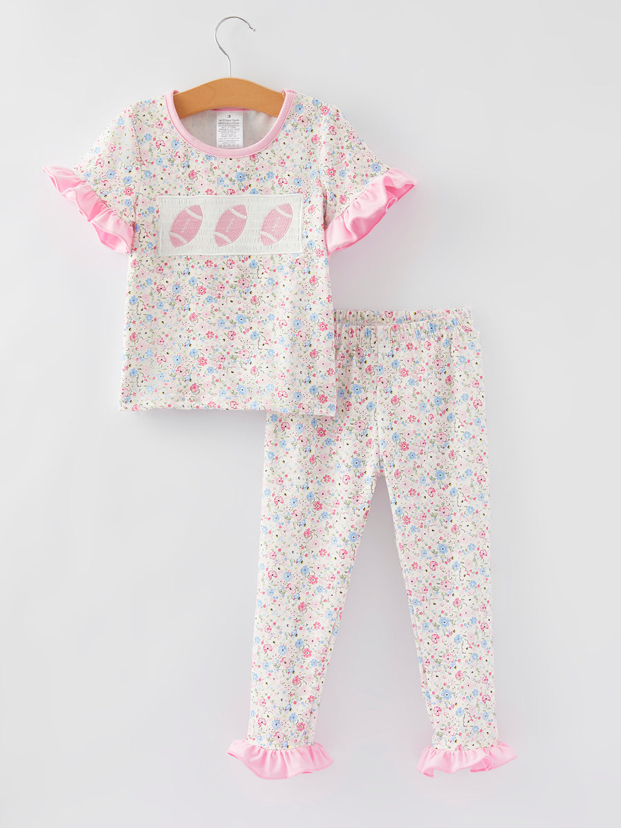 Smocked football PJ set