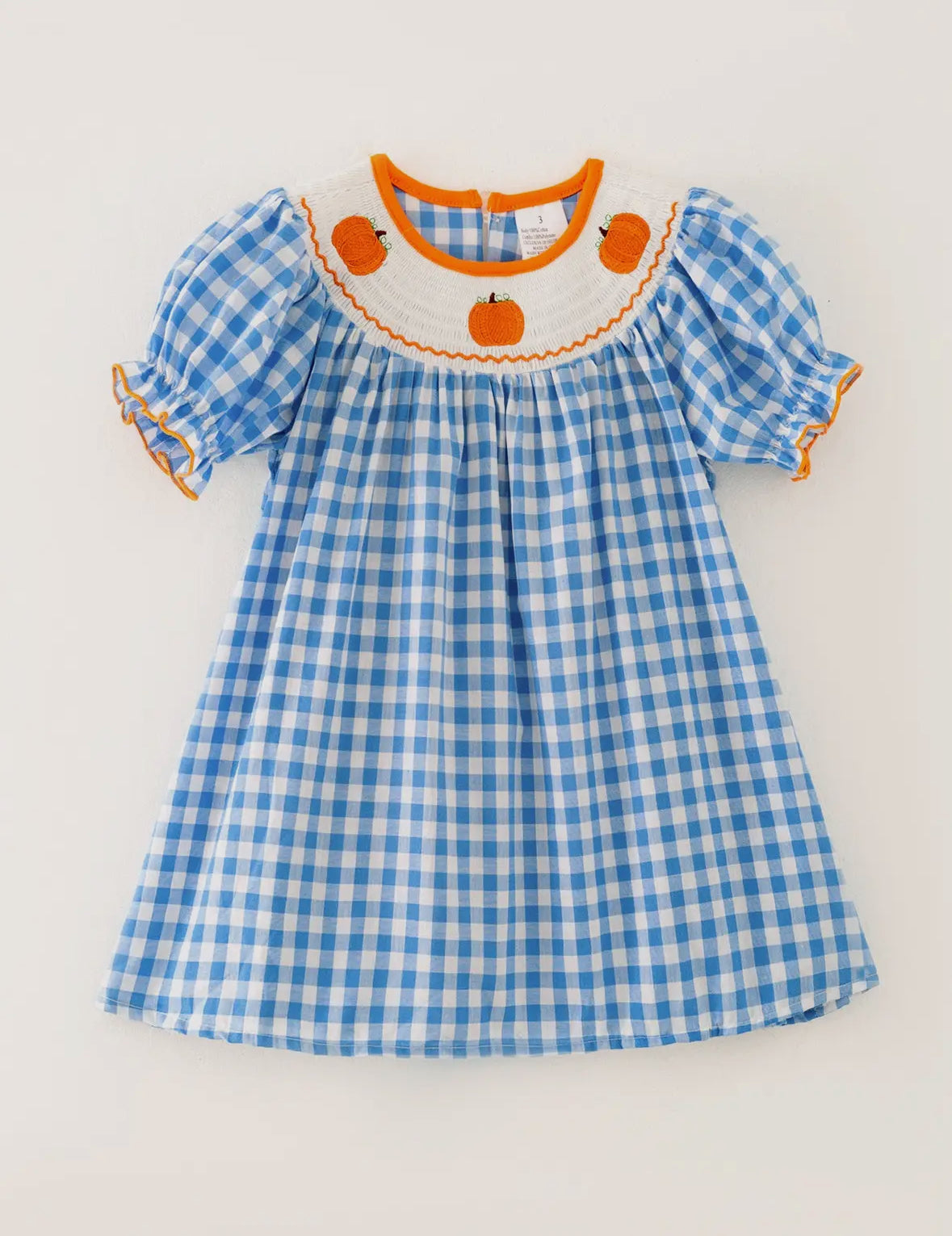Smocked gingham pumpkin dress