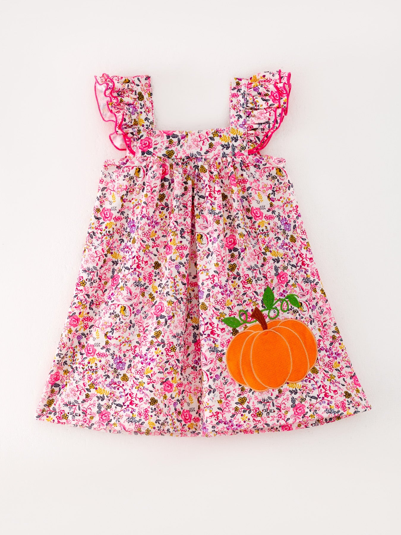 Pumpkin appliqué Floral dress