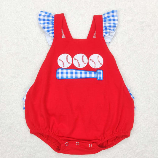 Baseball appliqué girls romper