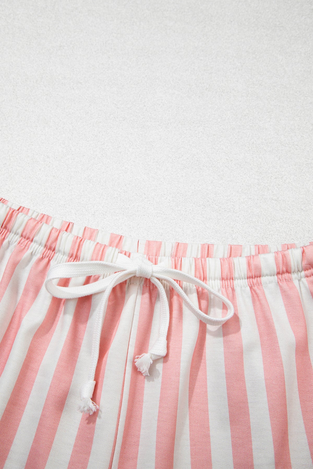 Striped Color Block Pullover Top Drawstring Shorts Set