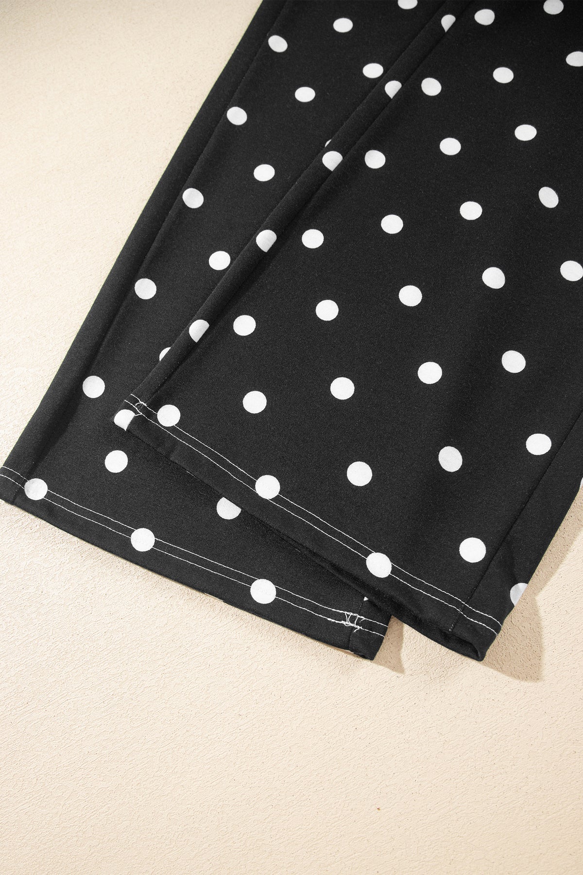 Polka Dot Half Sleeve Loose Top Elastic Waist Casual Pants Set