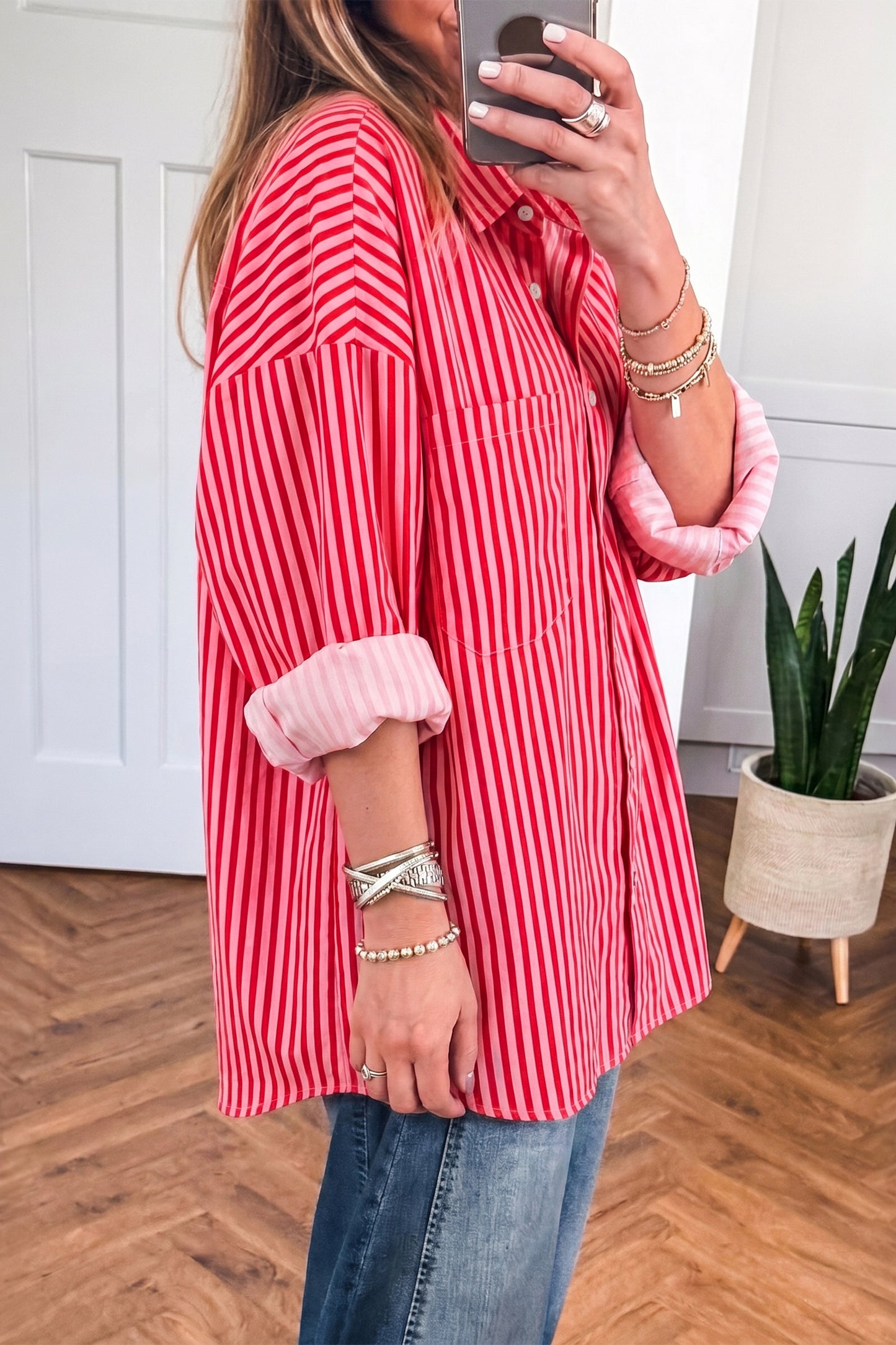 Button-Up Shirt Long Sleeve Patch Pocket Casual Shirt