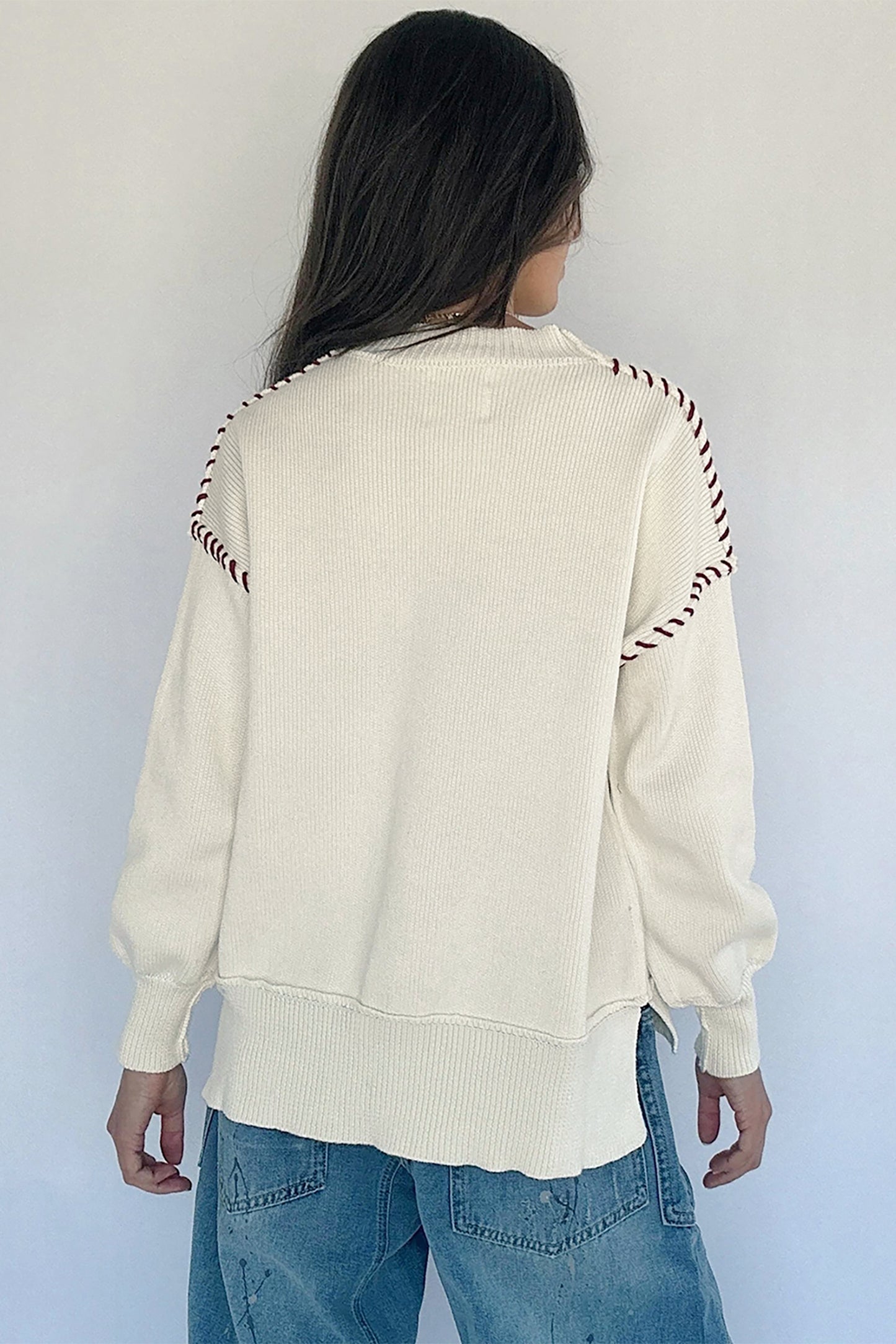 Drop Shoulder Game Day Letter Print Pullover Sweater