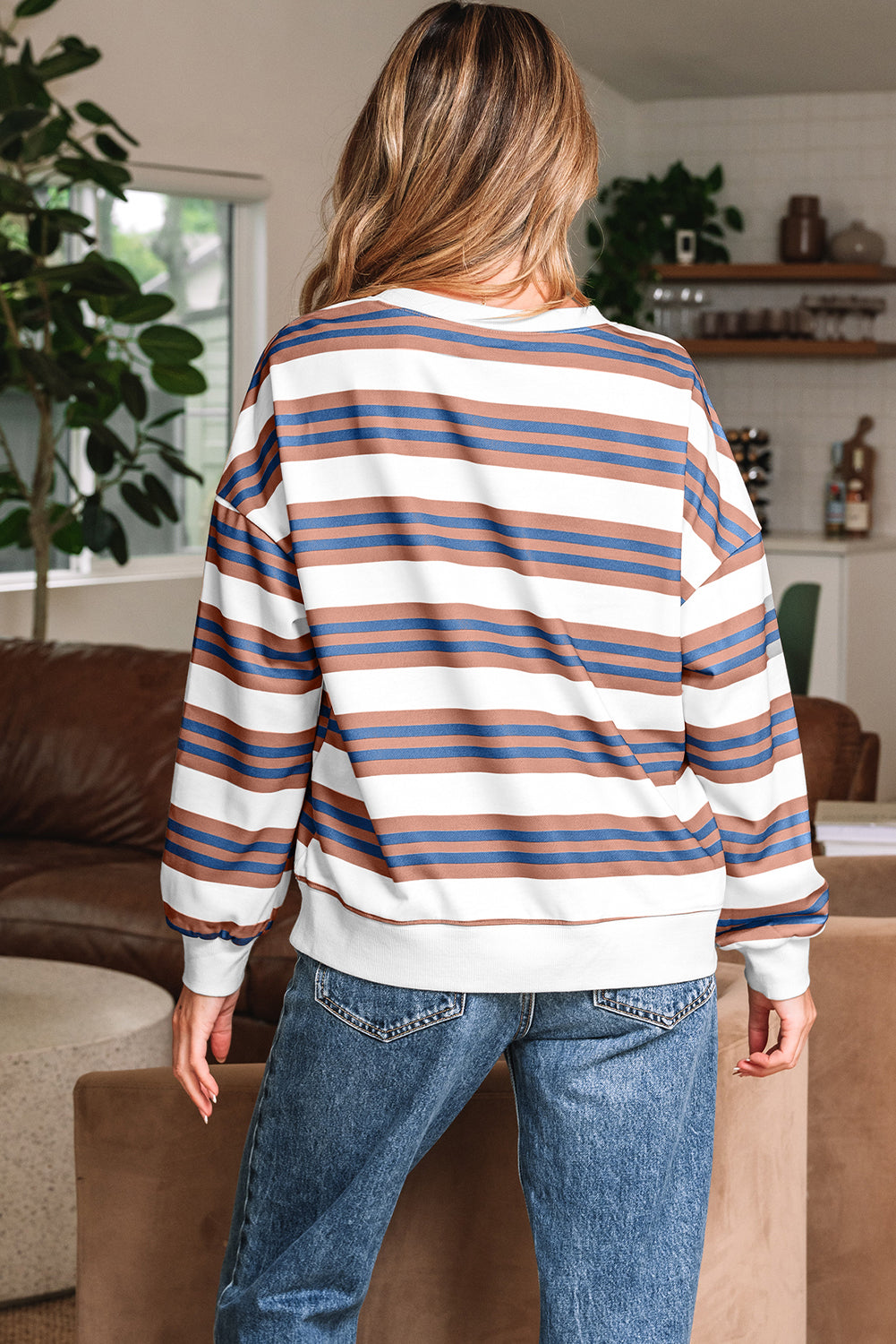 Crew Neck Drop Shoulder Pullover Sweatshirt