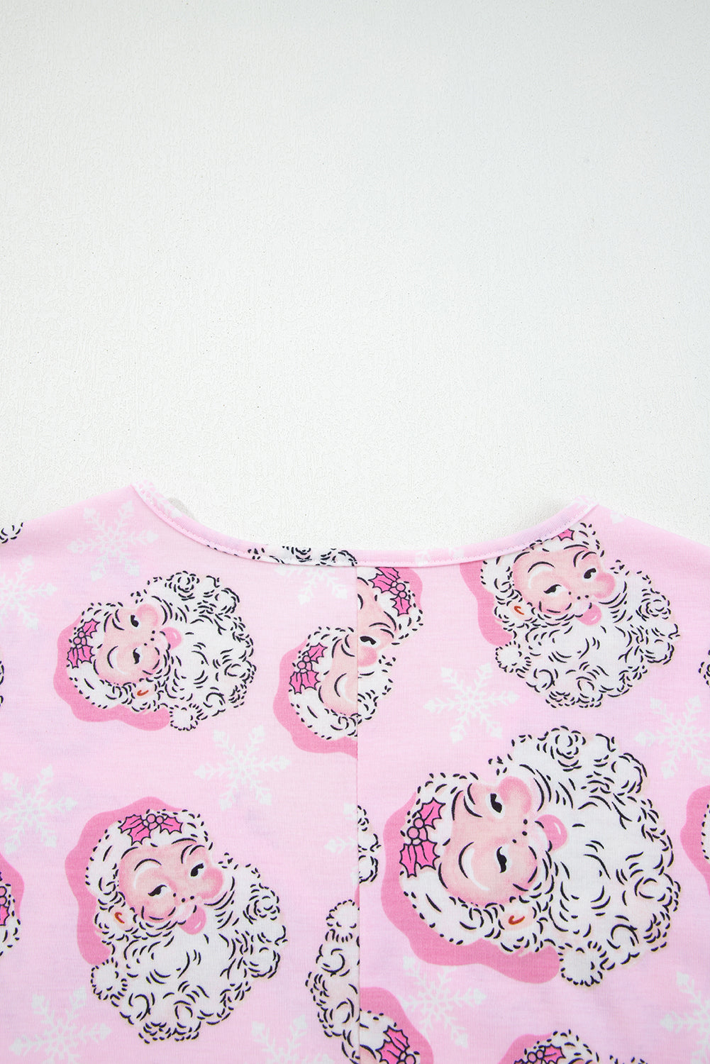 Santa Claus Print V Neck Tee Drawstring Pants 2pcs Lounge Set