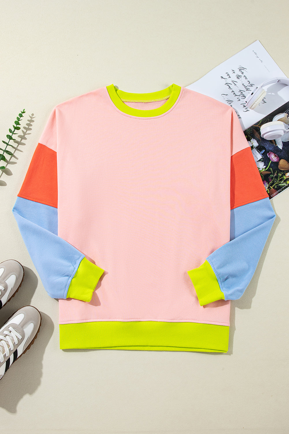 Colorblock Patchwork Crew Neck Sweatshirt
