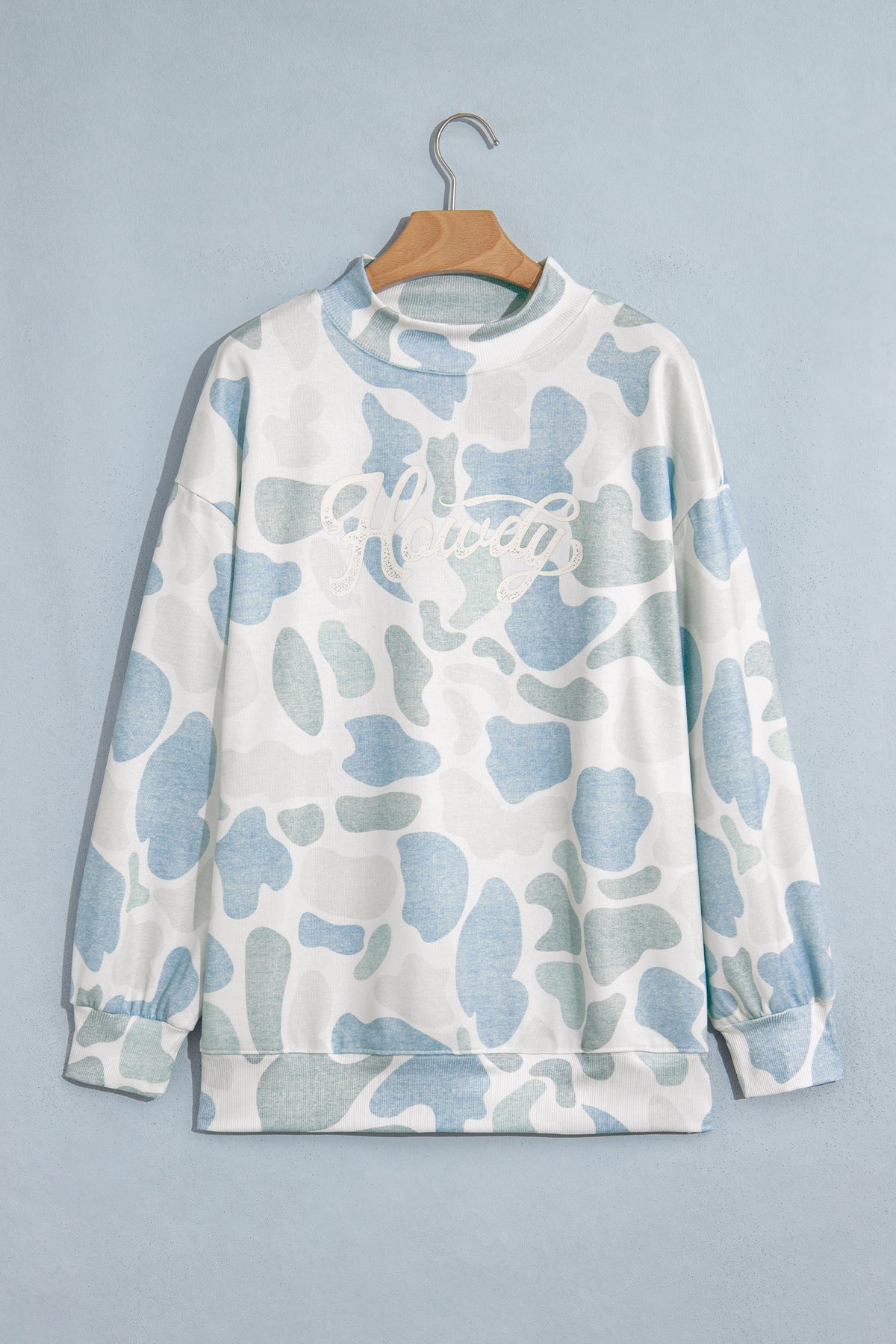 Camo Print Howdy Western Style Baggy Pullover Sweatshirt