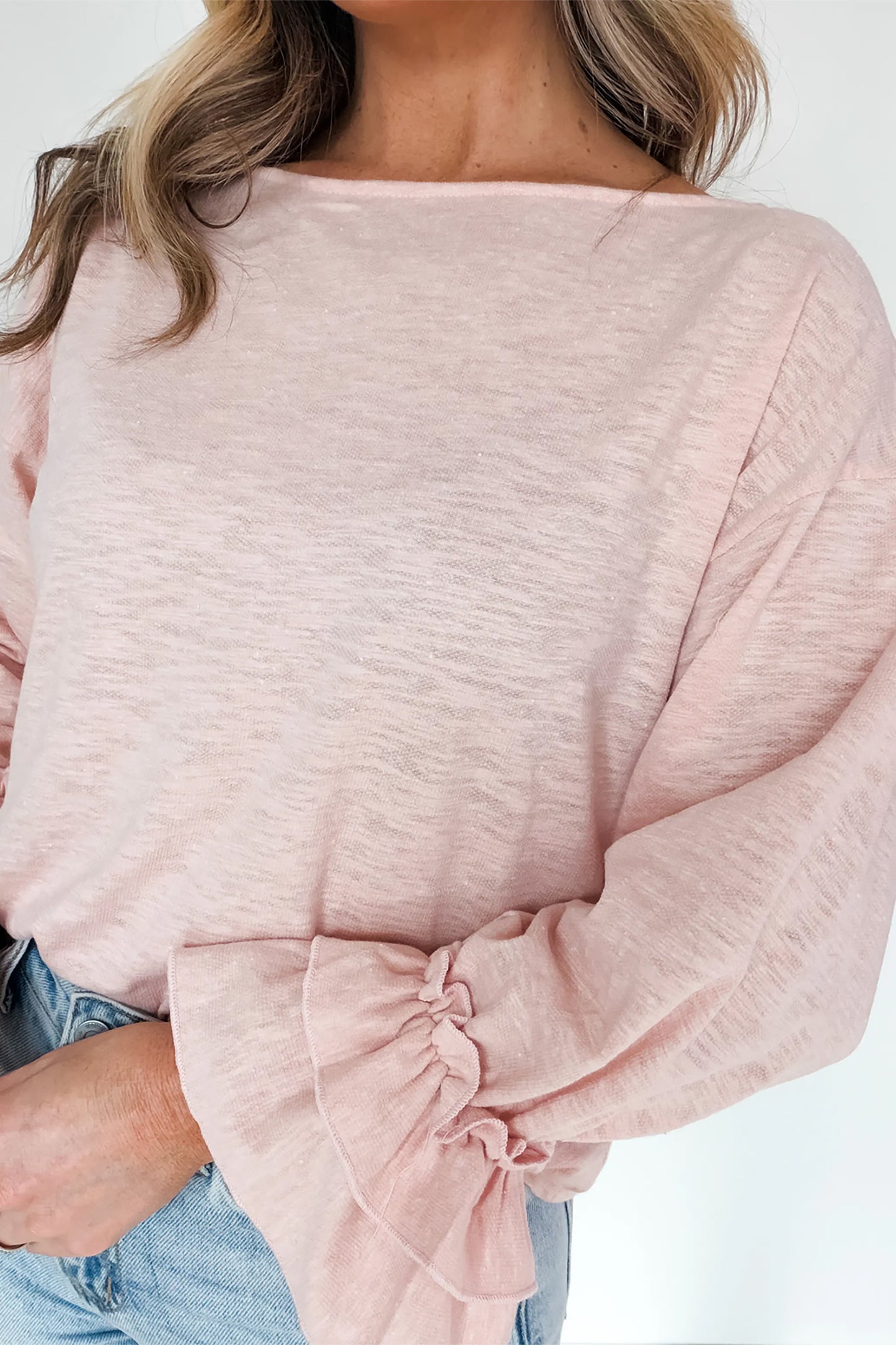 Long Sleeve Ruffle Cuff Casual Elegant Top