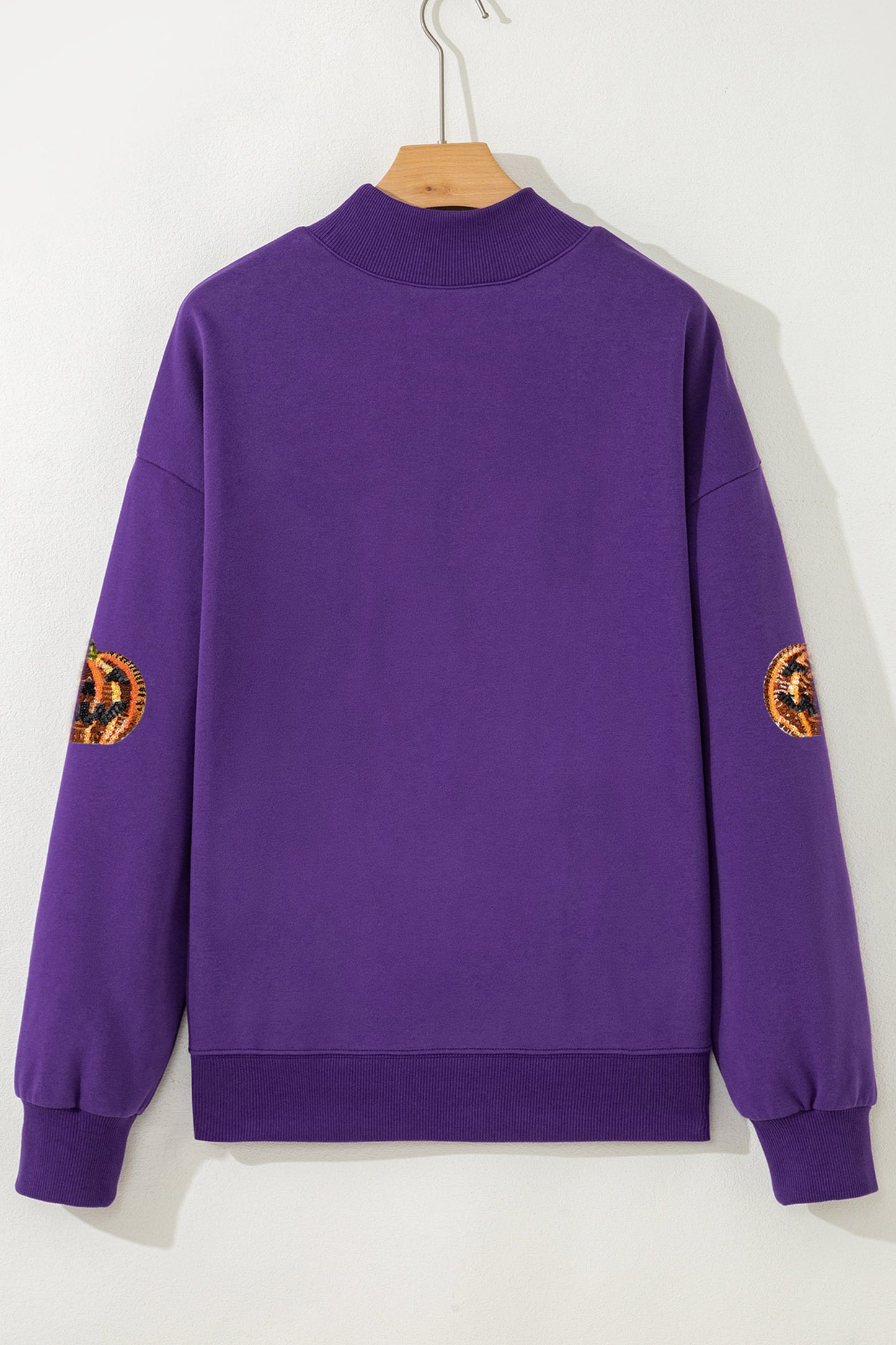 Sequin Pumpkin Spooky Graphic Halloween Pullover Sweatshirt
