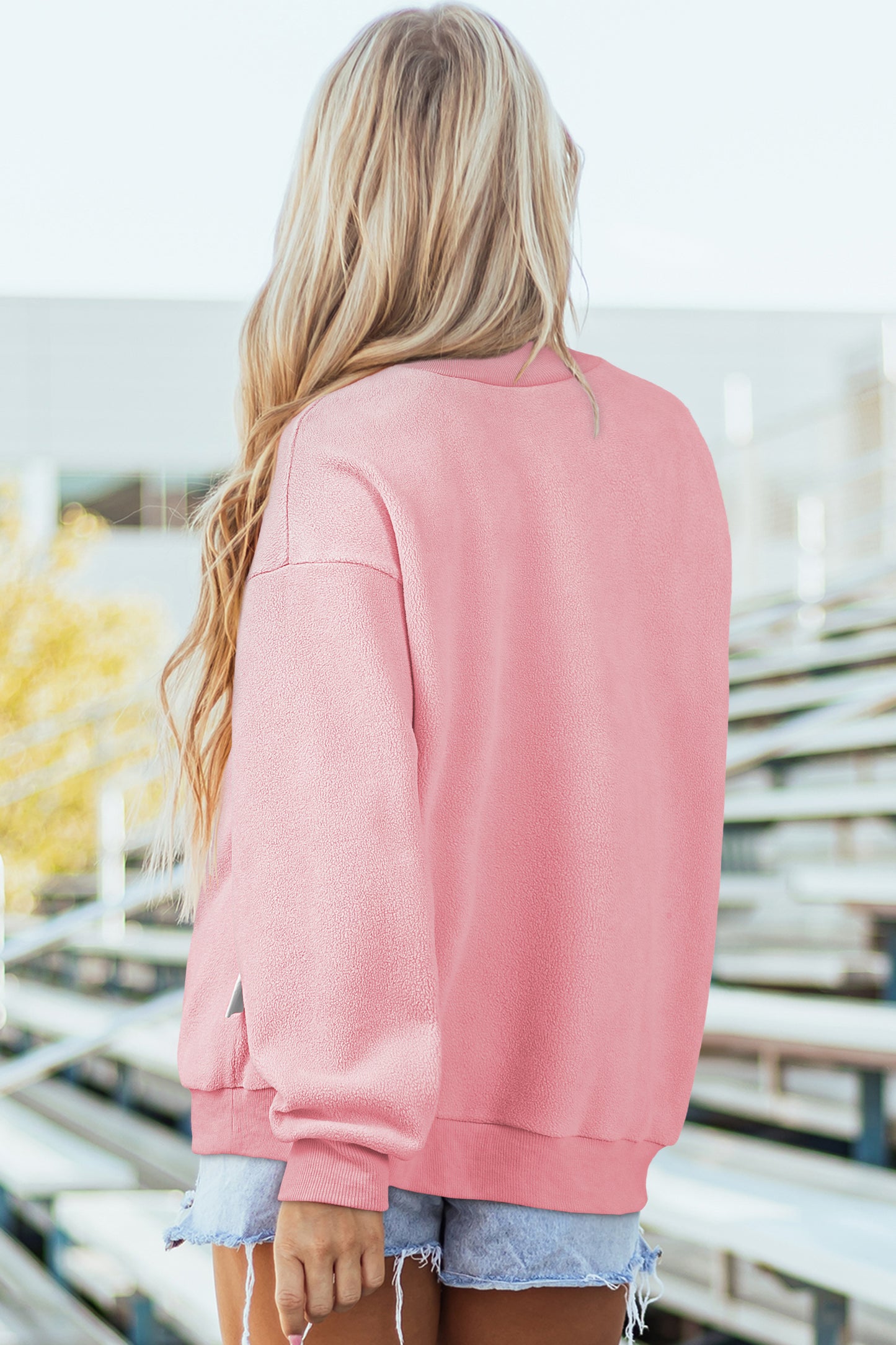 Oversize Drop Shoulder Reversible Mock Neck Sweatshirt