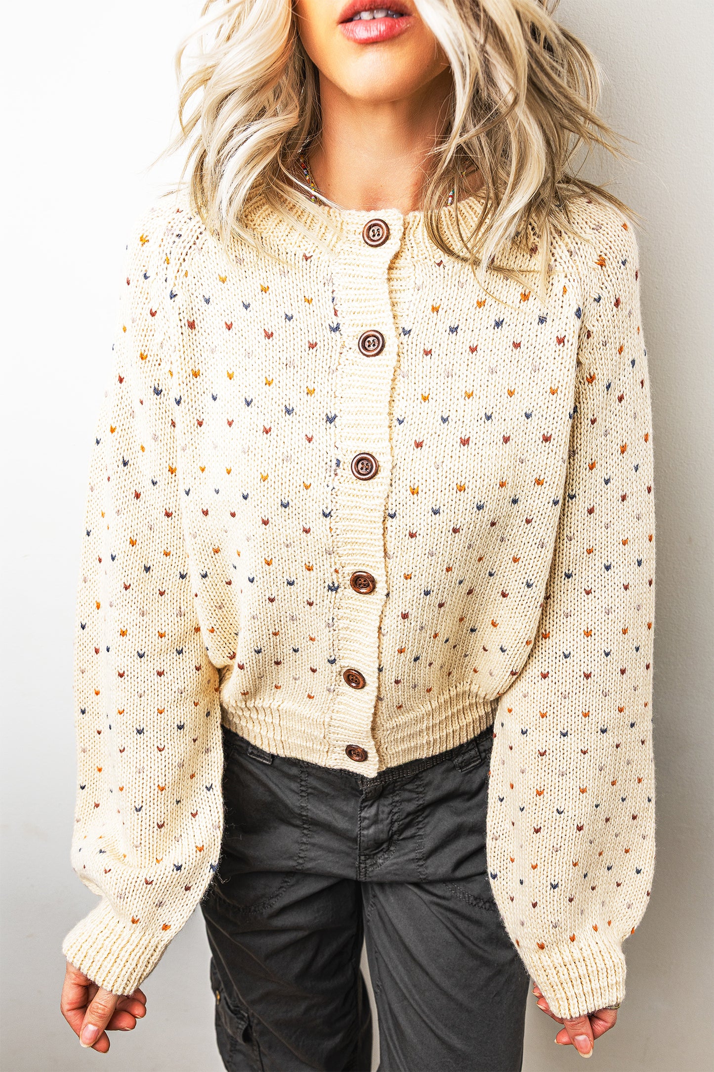 Sweetheart Button Cardigan - Cream