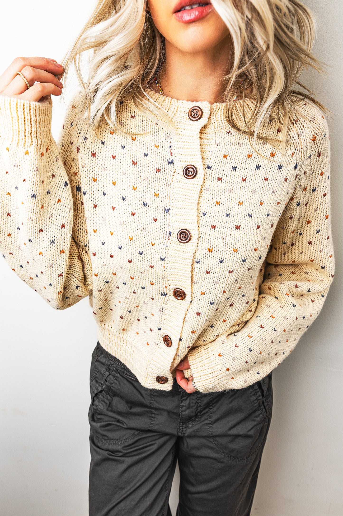 Sweetheart Button Cardigan - Cream