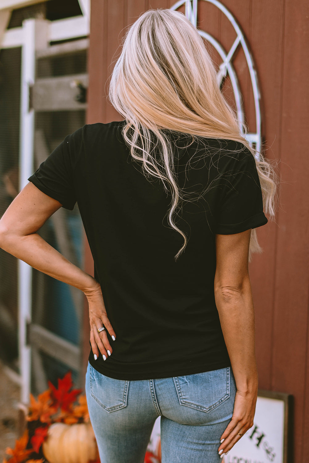 Sequin Bow Ghost Patched Halloween Graphic Tee