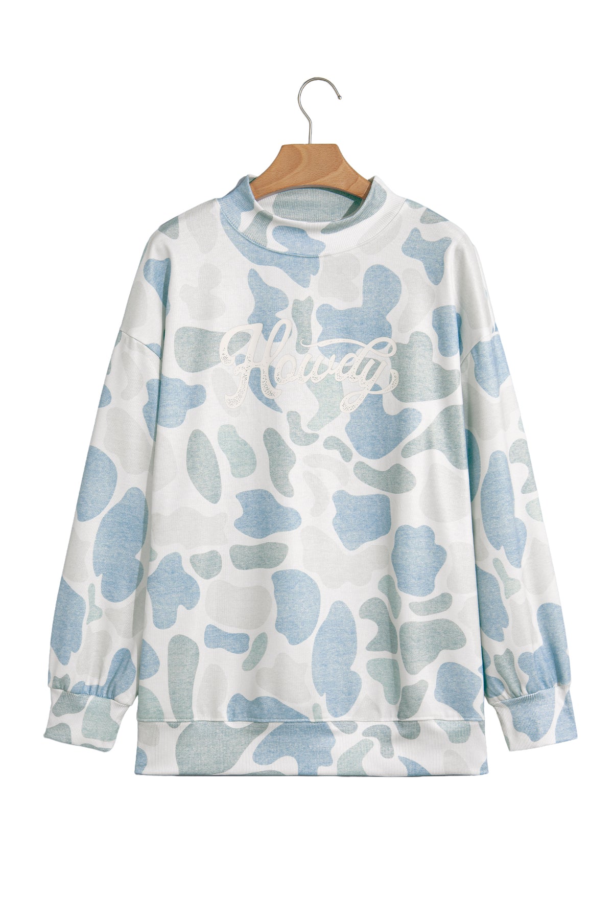 Camo Print Howdy Western Style Baggy Pullover Sweatshirt
