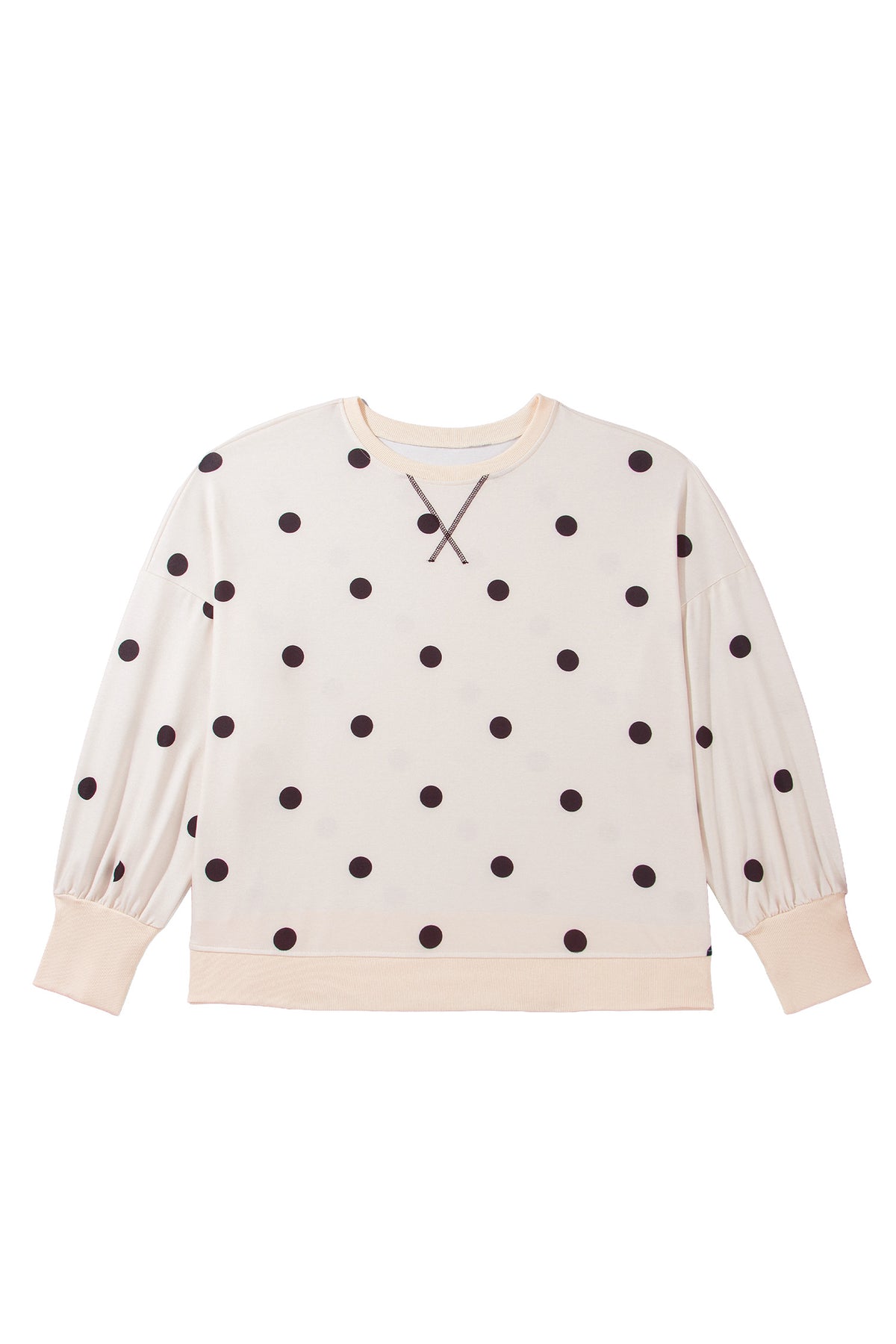 Long Sleeve Polka Dot Plus Size Top