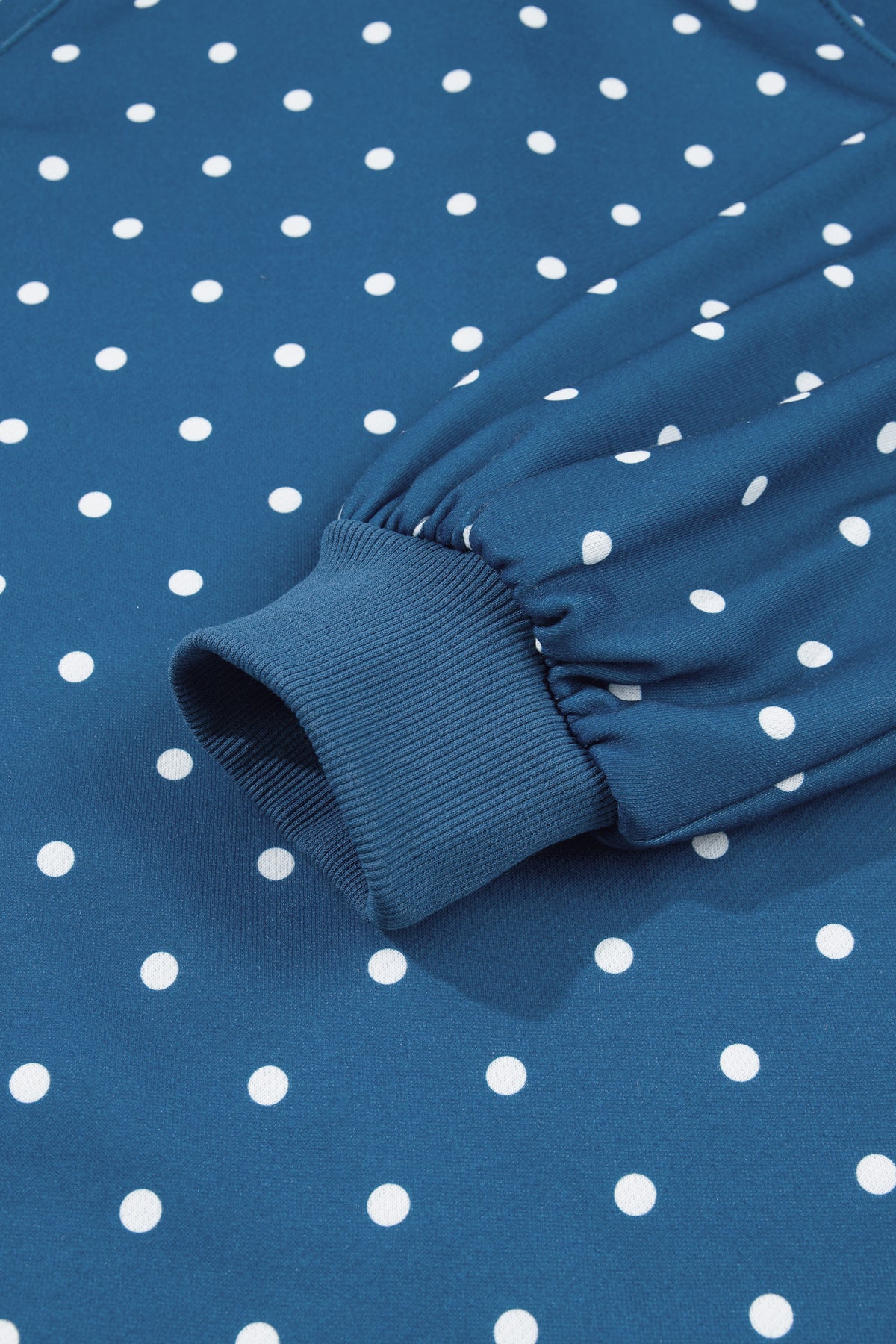 Polka Dot Print Metal Button Collar Casual Pullover Sweatshirt