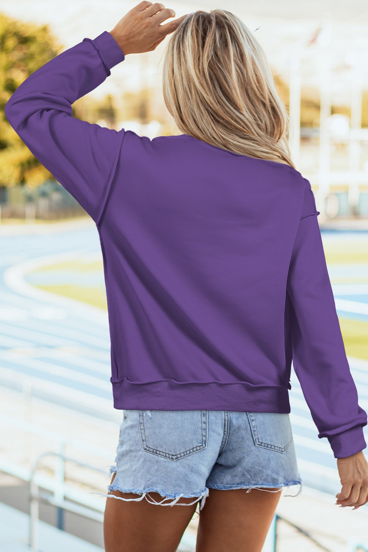 Oversize Drop Shoulder Reversible Mock Neck Sweatshirt