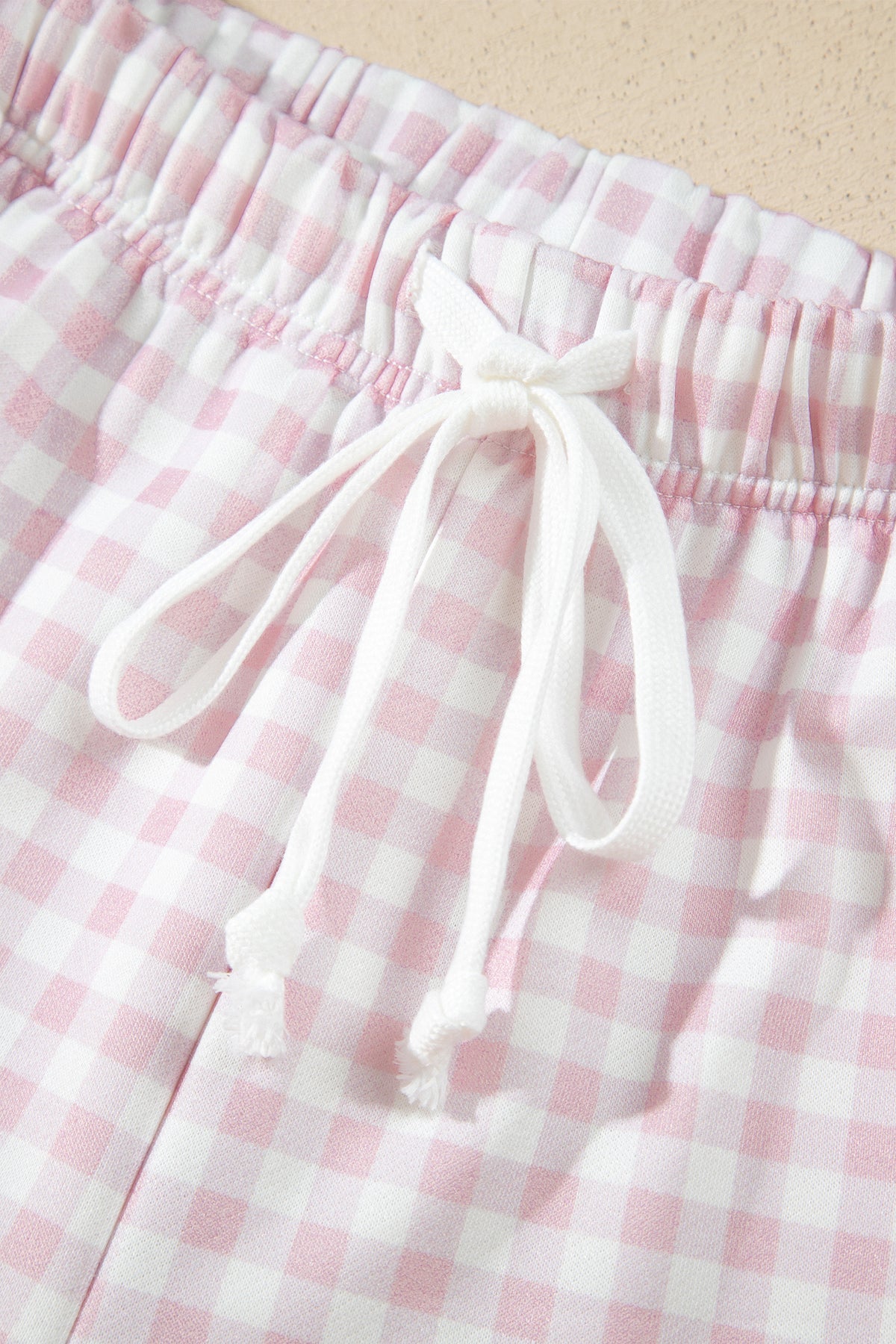 Plaid Baggy Pullover Drawstring Casual Shorts 2pcs Outfit