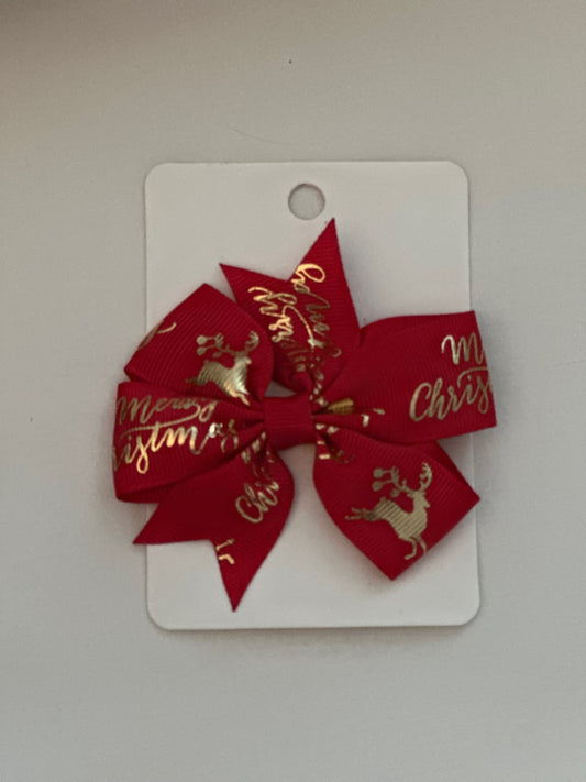 Red and Gold Christmas Bow